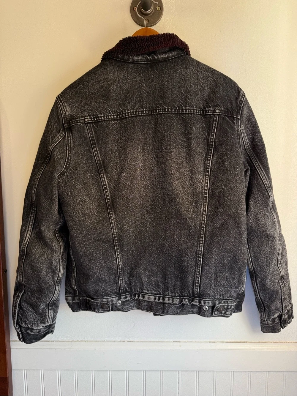 Levi’s Sherpa‎ lined Denim Jacket Fresh Leaves Black Medium Justin Timberlake